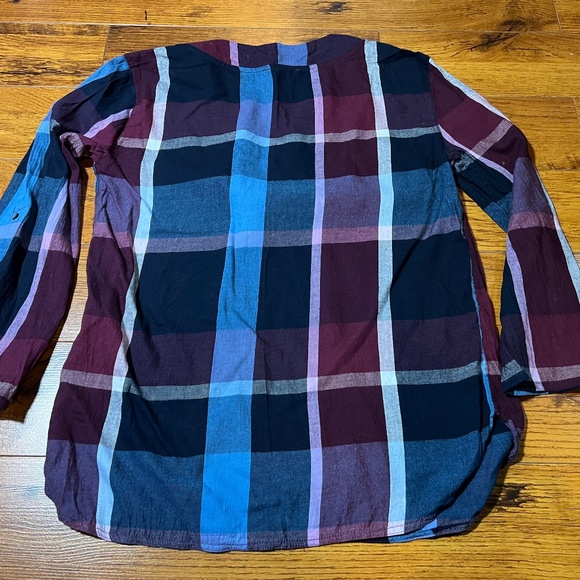 Joe Fresh - Madras Tunic - Burgundy Stripe Plaid - Size S - Picture 6 of 6